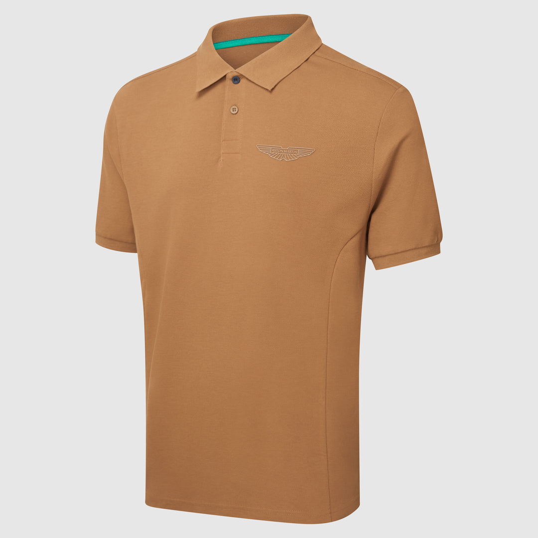 Aston Martin wings logo polo chipmunk brown