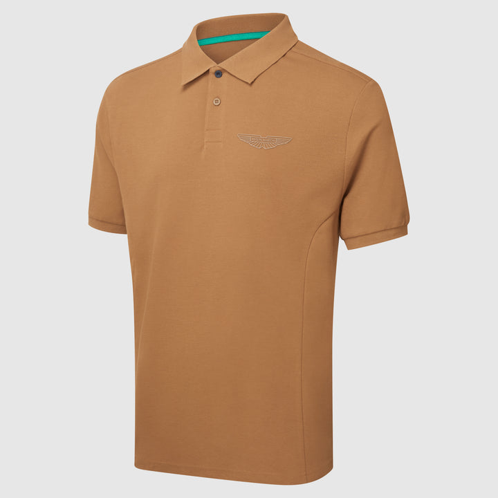 Aston Martin wings logo polo chipmunk brown