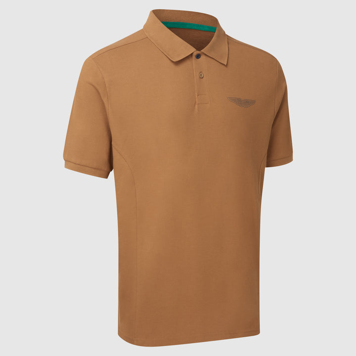 Aston Martin wings logo polo chipmunk brown