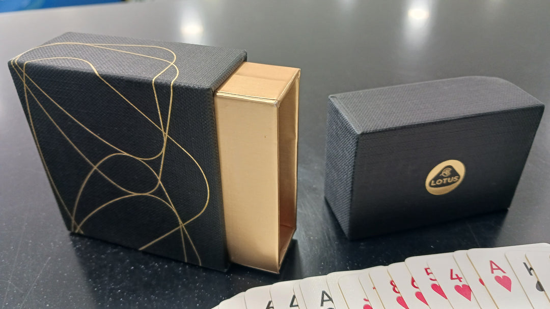 Lotus playing cards race cars
