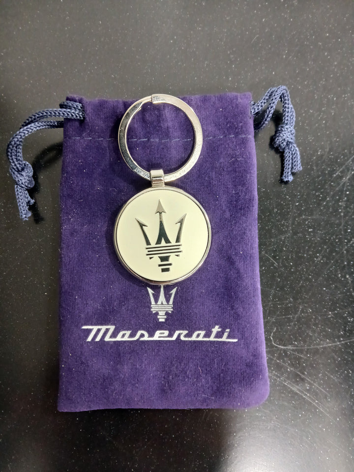 Maserati White Chrome Keychain