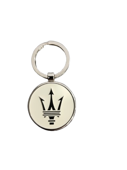 Maserati White Chrome Keychain