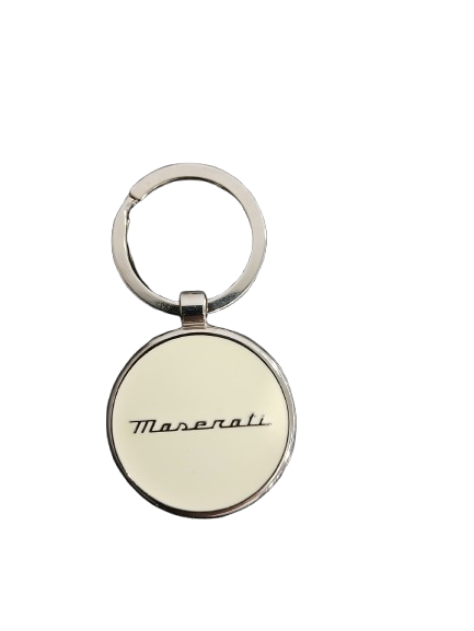 Maserati White Chrome Keychain