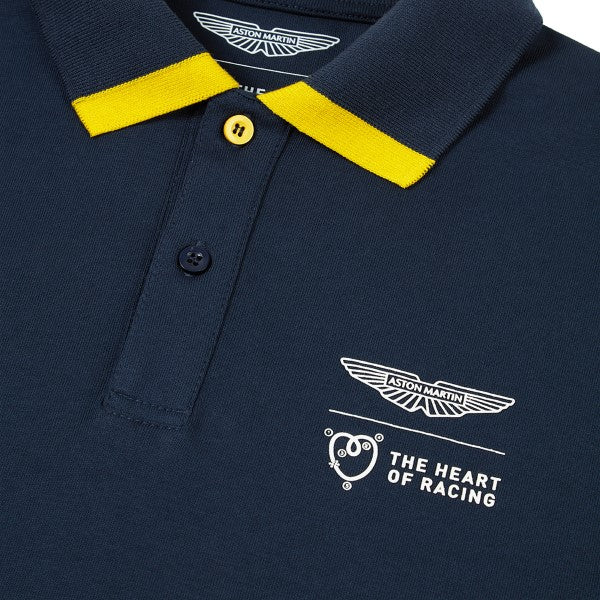 Aston Martin Mens Polo Shirt Navy/yellow