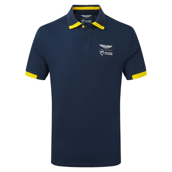 Aston Martin Mens Polo Shirt Navy/yellow