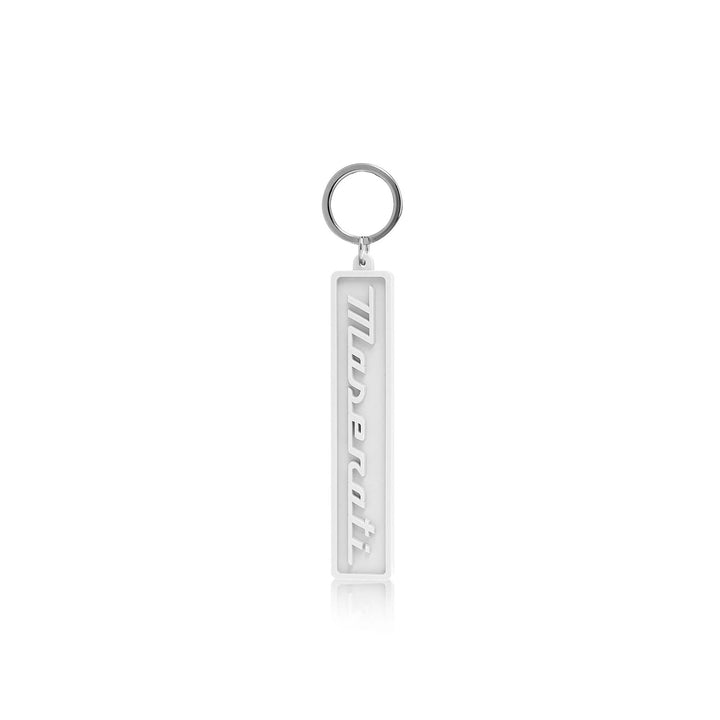 Maserati White Keychain with Maserati Lettering