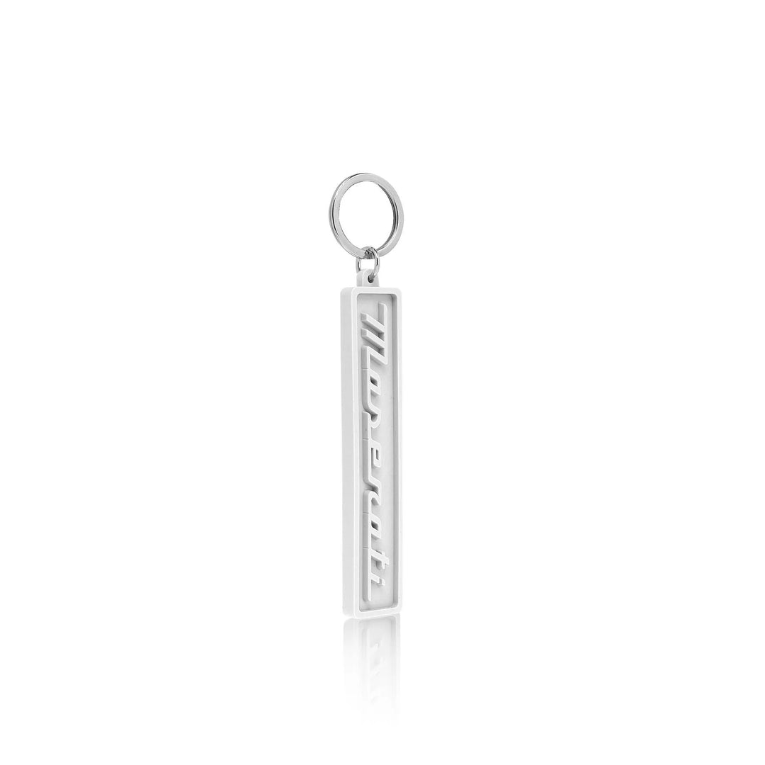 Maserati White Keychain with Maserati Lettering