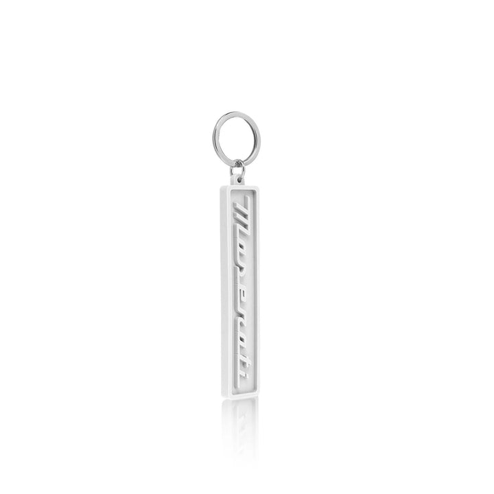 Maserati White Keychain with Maserati Lettering